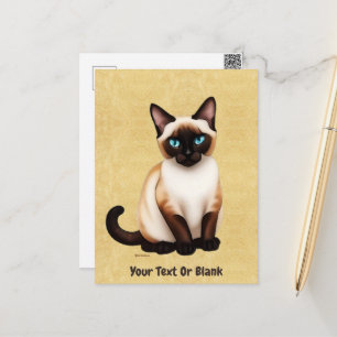Siamkatze auf altem Papier Postkarte