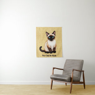 Siamkatze auf altem Papier Wandteppich