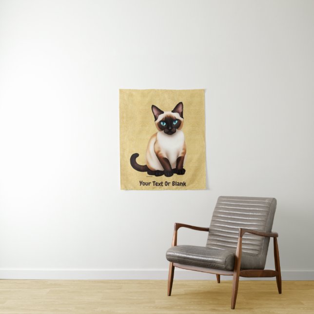 Siamkatze auf altem Papier Wandteppich (Beispiel)