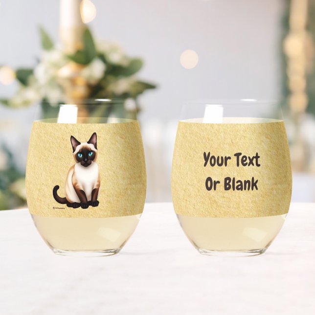 Siamkatze auf altem Papier Weinglas Ohne Stiel (Insitu (Hochzeit))