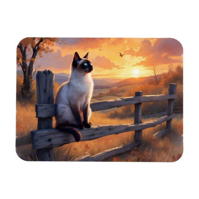 Siamkatze auf Splitterzaun Magnet (Horizontal)