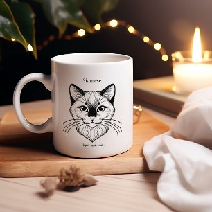 Siamkatze - Elegant. Loyal. Laud. Zweifarbige Tasse