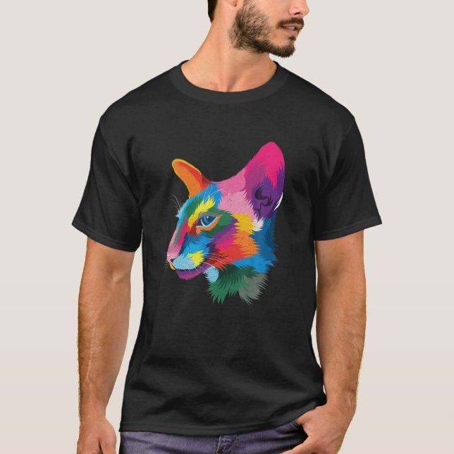 Siamkatze farbenfrohe siamesische Abstrakte Tierka T-Shirt (Vorderseite)