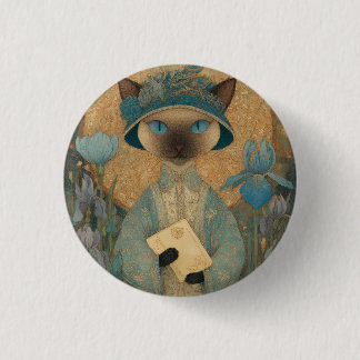 Siamkatze im Jugendstil – Elegantes Katzenkunstwer Button
