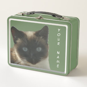 Siamkatze mit hellblauer Augen Grüne Lunchbox