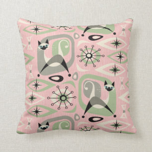 Siamkatze Mitte Jahrhundert Abstrakt Kissen