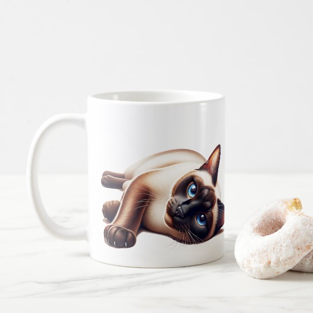 Siamkatze, Niedlich blaue Mit Augen Feline Kaffeetasse (Mit Donut)