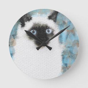 Siamkatze Runde Wanduhr