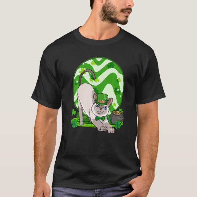 Siamkatze St. Patricks Leprechaun Kätzchen T-Shirt (Vorderseite)