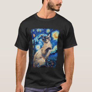 Siamkatze Sternennacht Malerei T-Shirt