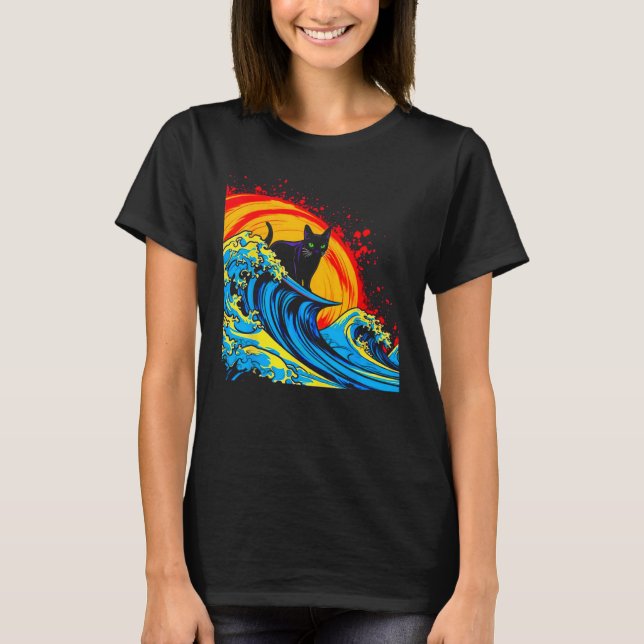 Siamkatze surft Sommer T-Shirt (Vorderseite)