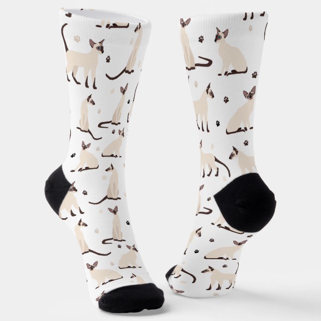 Siamkatze und Paws White Socken (Gewinkelt)