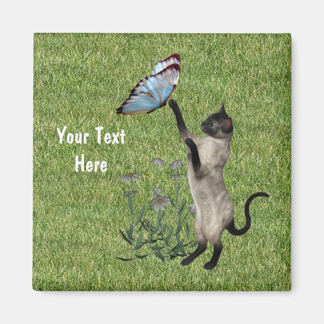 Siamkatze und Schmetterlingsmagnet Magnet (Vorne)