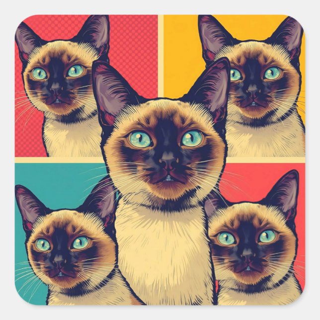 Siamkatze weihnachten quadratischer aufkleber (Vorderseite)