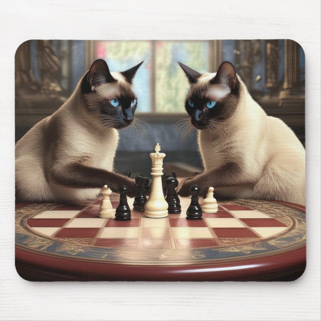 Siamkatzen Schach spielen Mousepad (Vorne)