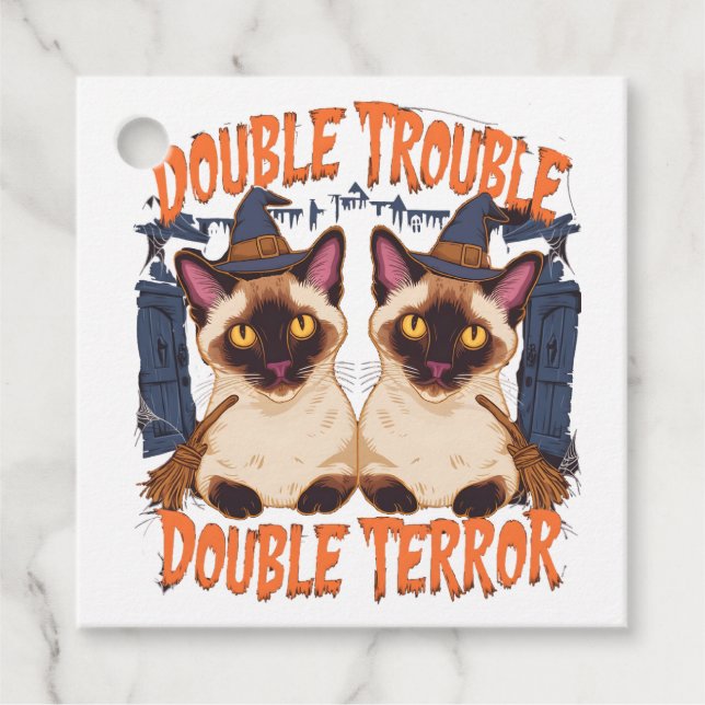 Siamkatzen und kreischende Türen Geschenkanhänger (Vorderseite)