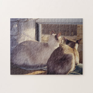 Siamkatzen Zwei am Fenster (2) Puzzle