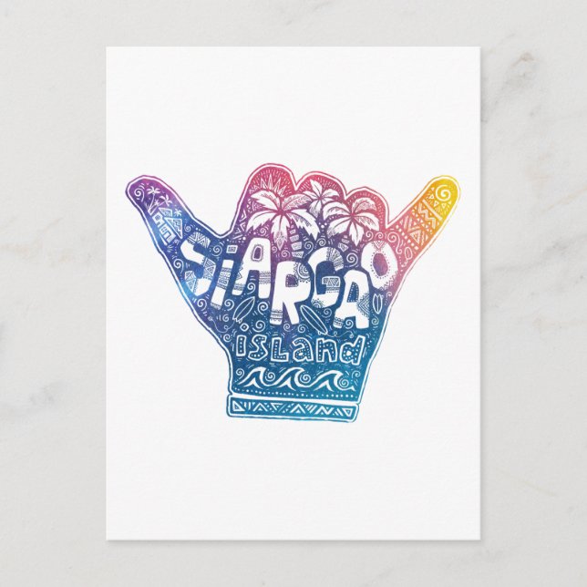 Siargao Insel Surfen Shaka Hand Postkarte (Vorderseite)