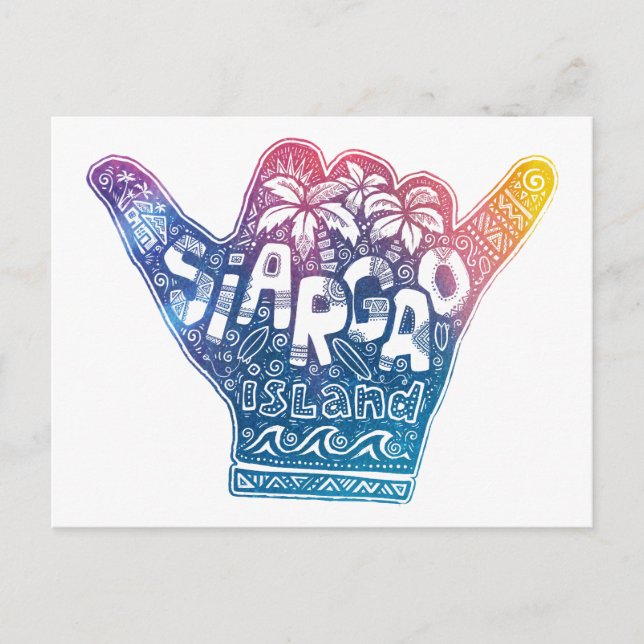 Siargao Insel Surfen Shaka Hand Postkarte (Vorderseite)