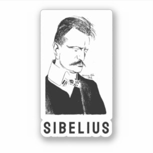 Sibelius: Zeichnung von Albert Engström (1904) Aufkleber