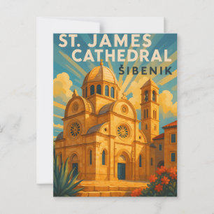 Šibenik Croatia Vintage Travel PostCAR- St. James Postkarte