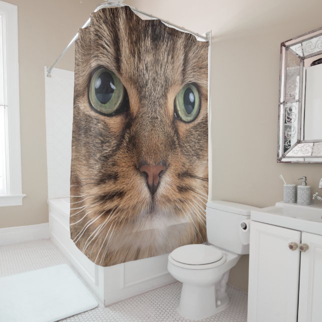 Siberian Cat Face Shower Curtain Duschvorhang (Beispiel)