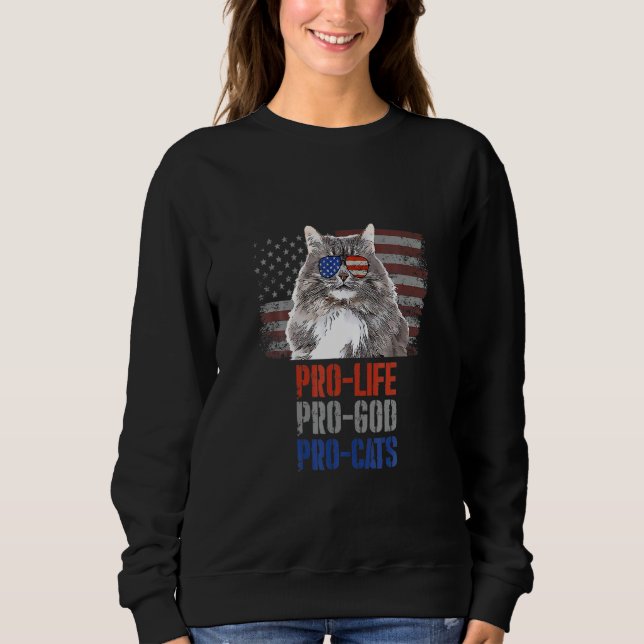 Siberian Cat Pro Life Pro God Pro Cats American Fl Sweatshirt (Vorderseite)