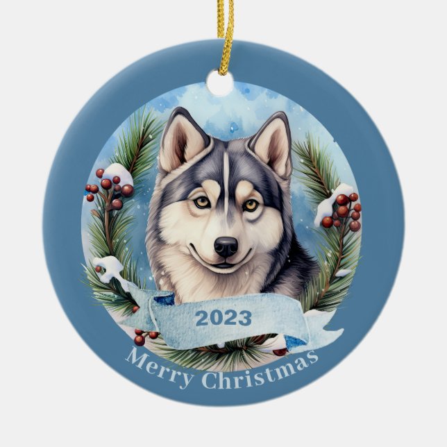 Siberian Husky Art Dog Pet Keramik Ornament (Vorne)