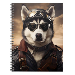 Siberian Husky Aviator WWI Vintag Portrait Notizblock