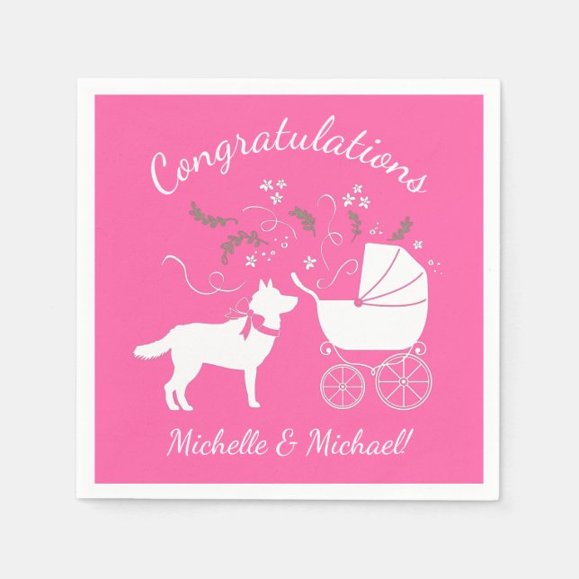 Siberian Husky Baby Shower Serviette (Vorderseite)