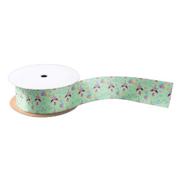 Siberian Husky Birthday Satin Ribbon in Green Satinband