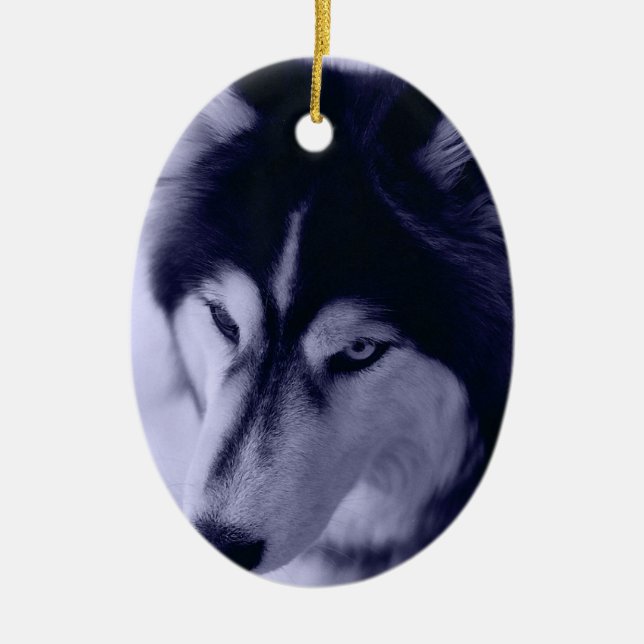 Siberian Husky Blue Tint Ornament (Vorne)