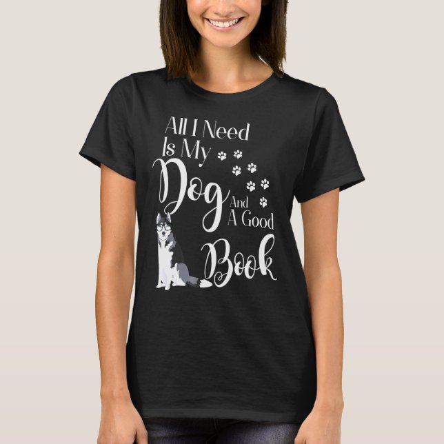 Siberian Husky Book Lover T-Shirt (Vorderseite)
