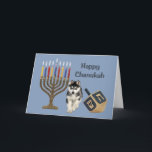 Siberian Husky Chanukah Card Menorah Dreidel Feiertagskarte<br><div class="desc">Remembering family and friends during the Chanukah season is a wonderful way to keep in touch with the people you love and care about. I created these dog Chanukah cards with love and care and I am sure anyone who loves dogs will be delighted to receive them. You do have...</div>