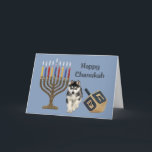 Siberian Husky Chanukah Card Menorah Dreidel Feiertagskarte<br><div class="desc">Remembering family and friends during the Chanukah season is a wonderful way to keep in touch with the people you love and care about. I created these dog Chanukah cards with love and care and I am sure anyone who loves dogs will be delighted to receive them. You do have...</div>