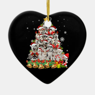 Siberian husky christmas tree lights Dog Xmas Keramik Ornament