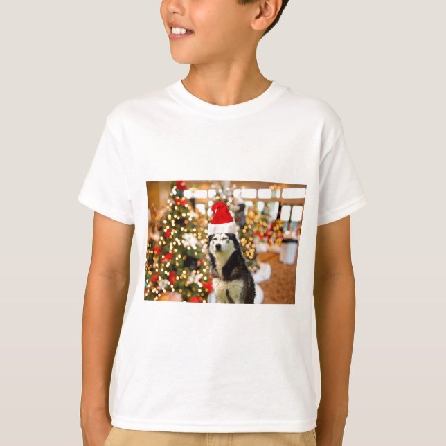 Siberian Husky Christmas Tree T-Shirts Tshirt (Vorderseite)