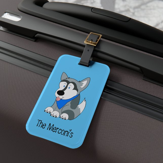 Siberian Husky Customizable Luggage Tag Gepäckanhänger (Siberian Husky Customized Double Sided Luggage Tag)
