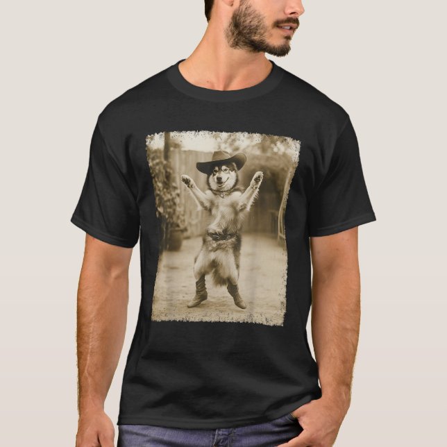 Siberian Husky Cute Dog Silly Cowboy  T-Shirt (Vorderseite)