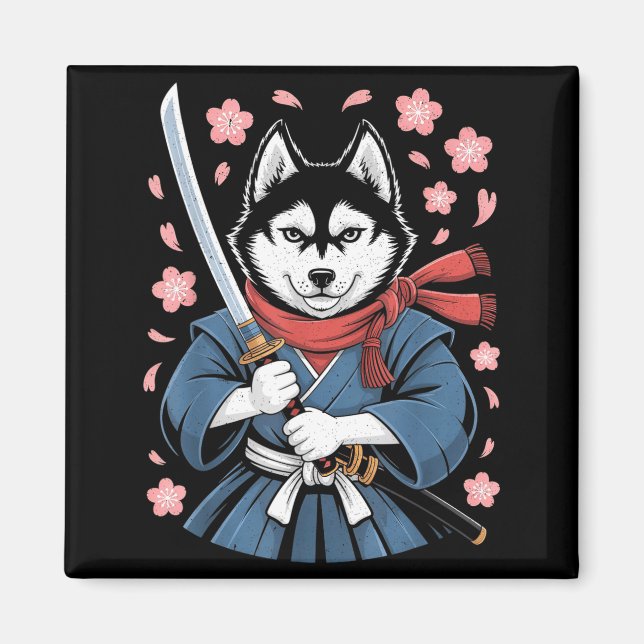 Siberian Husky Dad Cute Japanese Anime Stuff Samur Magnet (Vorne)