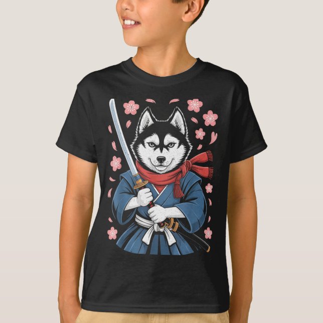 Siberian Husky Dad Cute Japanese Anime Stuff Samur T-Shirt (Vorderseite)