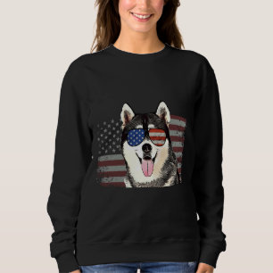 Siberian Husky Dog 4. Juli Retro Usa American Fla Sweatshirt