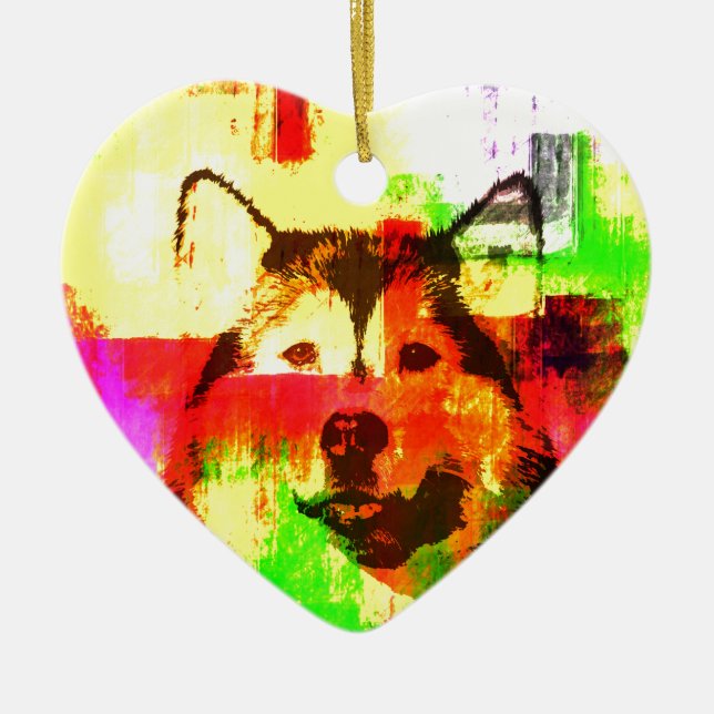 Siberian Husky Dog Art Keramik Ornament (Vorne)