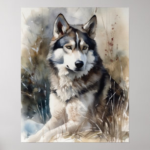 Siberian Husky Dog Art Print Poster