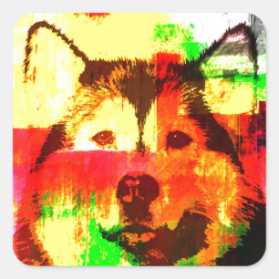 Siberian Husky Dog Art Quadratischer Aufkleber