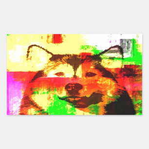 Siberian Husky Dog Art Rechteckiger Aufkleber