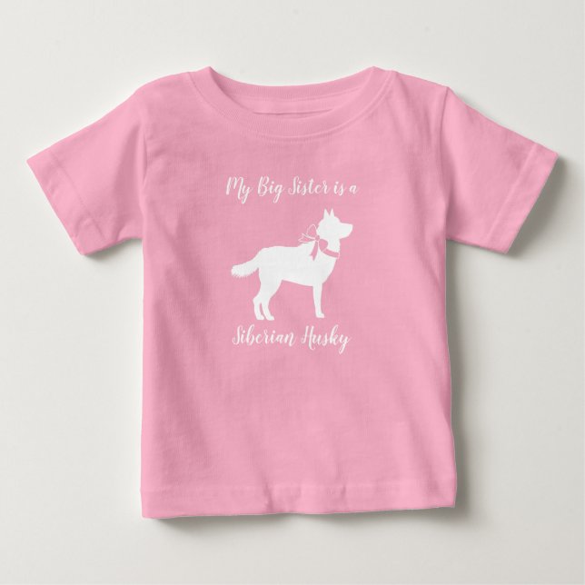 Siberian Husky Dog Baby Dusche Puppy Pink Girl T-shirt (Vorderseite)