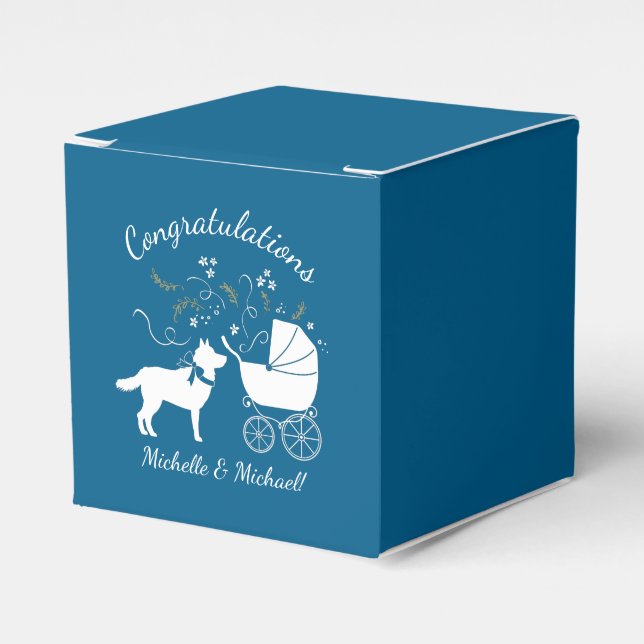 Siberian Husky Dog Baby Shower Welpe Blue Boy Geschenkschachtel (Vorderseite)