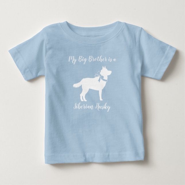 Siberian Husky Dog Baby Shower Welpe Blue Boy T-shirt (Vorderseite)