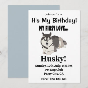 Siberian Husky Dog Birthday Siberian Husky Einladung